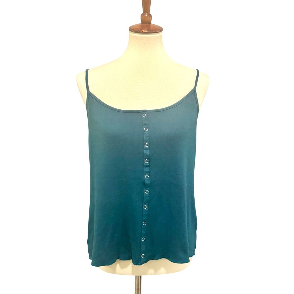 VTG 90s Route 66 Teal Blue Ribbed Cami Tank Top Grunge Indie Sleaze Size Large